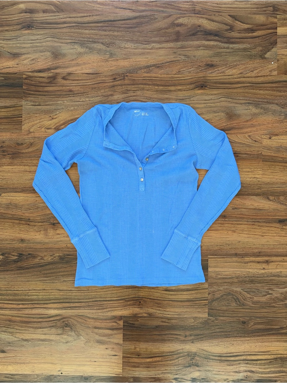 aerie Blue Henley Waffle Weave